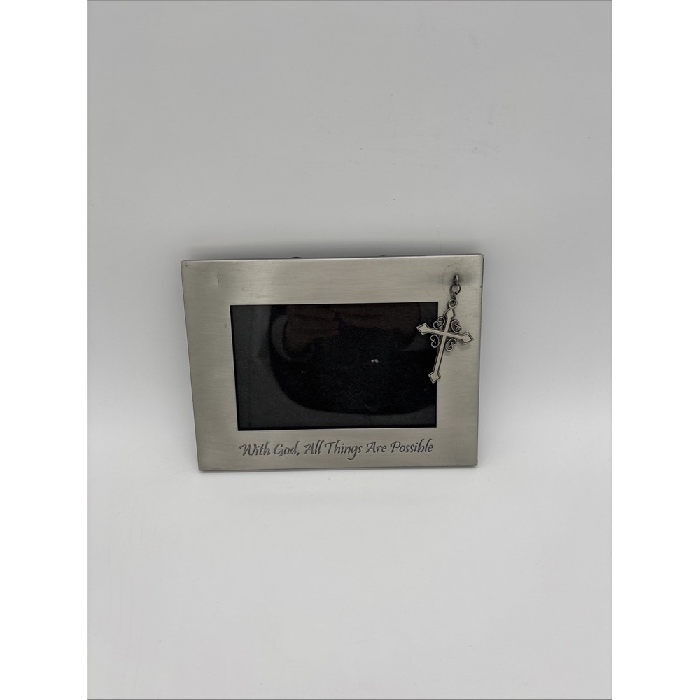 Felco 4 X‎ 6 Silver Picture Frame Religious  With God All Things Are Possible